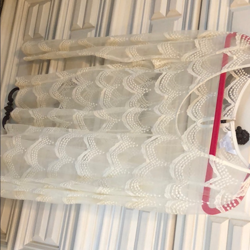 Cream see through long sleeve top